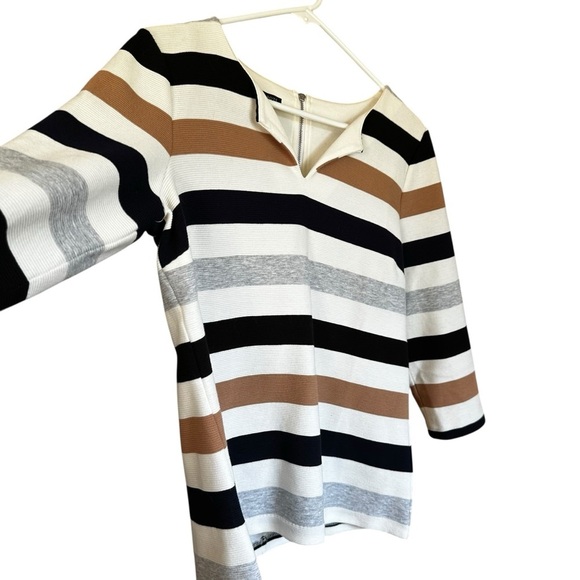 Talbots Textured Striped Zip Back Top 3/4 Sleeve MP - Picture 3 of 8